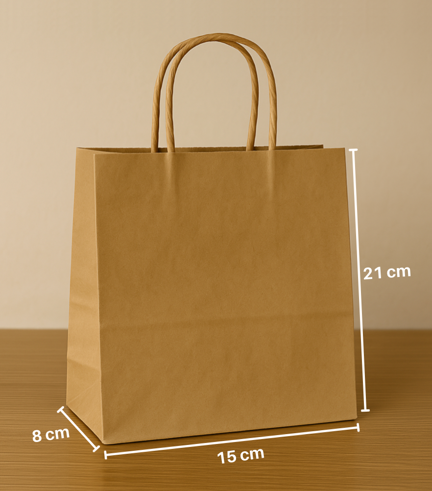 Japanese Kraft Paper Bag (15 x 8 x 21 cm) with Logo Printing